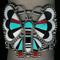 Zuni Multi-Inlay Butterfly Pawn Bracelet Oscar Alexius ZMIBPB17