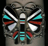 Zuni Multi-Inlay Butterfly Pawn Bracelet Oscar Alexius