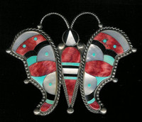 Zuni Multi-Inlay Butterfly Pin Dee Brown SOLD