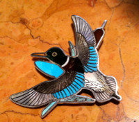 Zuni Mallard Duck Multi Color Pin Pendant H.M. Coonsis SOLD