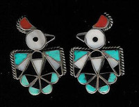 Zuni Multi-Color Inlay RainBird Pawn Cuff Links SOLD