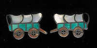Zuni Multi-Color Inlay Covered Wagon Pawn Cuff Links SOLD