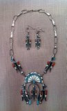 Zuni Inlay Multi-Color Peyote Bird Choker Necklace Earring Set Adeline Bowannie