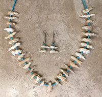Zuni One Strand Turquoise Heishi Multi Animal Fetish Necklace Pete & Dinah Gaspar