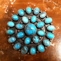 ZUNI BISBEE TURQUOISE CLUSTER PIN V