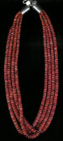 SOLD SANTO DOMINGO 4 STRAND SPINY OYSTER SHELL HEISHI NECKLACE Ken Aguilar