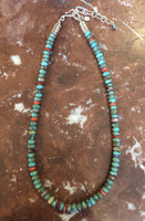 SANTO DOMINGO 1 STRAND TURQUOISE BEADED HEISHI NECKLACE_7 Ken Aguilar SOLD 