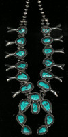 SQUASH BLOSSOM NECKLACE TURQUOISE NAVAJO SOLD