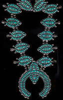 SQUASH BLOSSOM TURQUOISE ZUNI NECKLACE_53 SOLD 