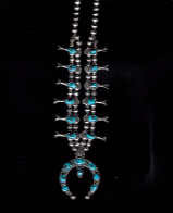 SQUASH BLOSSOM NECKLACE BISBEE TURQUOISE_12 SOLD 