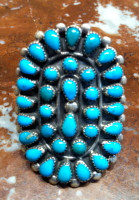 RINGS ZUNI TURQUOISE CLUSTER PAWN RZTCP164 SIZE 9 3/4