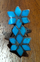 RINGS ZUNI TURQUOISE MULTI-INLAY FLORAL SOLD