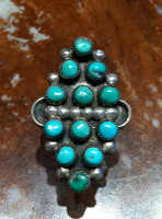 RINGS ZUNI SILVER TURQUOISE PETTIPOINT PAWN RZSTPP342 SOLD 