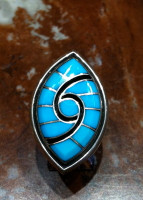 RINGS ZUNI SILVER TURQUOISE HUMMINGBIRD DICKIE QUANDELACY SIZE 6 SOLD