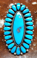 RINGS ZUNI SILVER TURQUOISE CLUSTER Alice Quam SIZE 8 1/2 SOLD