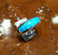 RINGS ZUNI SILVER SLEEPING BEAUTY TURQUOISE INLAY BAND SIZE 8