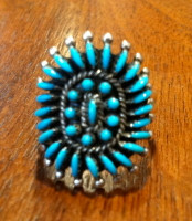 RINGS ZUNI NEEDLEPOINT PETTIPOINT TURQUOISE Octavious & Irma Seowtewa RZNPTOIS3 SOLD