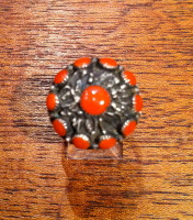 RINGS ZUNI CORAL ROUND DOMED Darlene & Dickie Charlie Weebothie SOLD