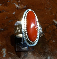 RINGS NAVAJO ZUNI SILVER CORAL Jay Livingston RNZSCJL17 SIZE 7 SOLD