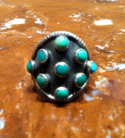 RINGS NAVAJO SILVER TURQUOISE VINTAGE PAWN WS SOLD