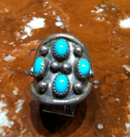 RINGS NAVAJO SILVER TURQUOISE VINTAGE PAWN JL SOLD
