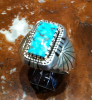 RINGS NAVAJO SILVER TURQUOISE DV SOLD