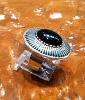 RINGS NAVAJO SILVER ONYX Kee Nez RNSOKN4 SOLD