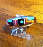 RING NAVAJO SILVER MULTI-COLOR INLAY Jimmy Harrison SOLD