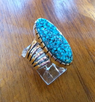 RINGS NAVAJO SILVER KINGMAN TURQUOISE Darrel Victor RNSKTDV5 SOLD