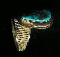 RINGS NAVAJO GOLD MORENCI TURQUOISE AL Nez SOLD