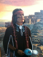 PAINTING "AFTER THE DANCE'' NATIVE AMERICAN PAINTING BERNADETTE THOMAS-HUGHES