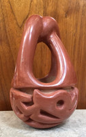 Pottery Santa Clara Red Carved Engagement Vase With Avanyu Design Mary Scarborough PSCMSEV1
