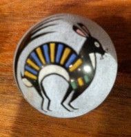 Pottery Santa Clara Polychrome Miniature Incised Rabbit Round Seed Pot Joseph Lonewolf