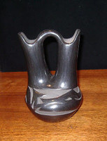 Pottery Santa Clara Black Carved Avanyu Wedding Vase Glenda Naranjo 2