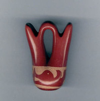 Pottery Santa Clara Miniature Tan On Red Incised Avanyu Wedding Vase Veronica Naranjo