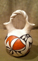 Pottery Acoma Wedding Vase Polychrome Bird Motif Marjorie S. Valdo SOLD