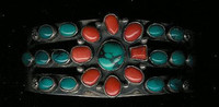 Navajo Silver Turquoise & Coral Pawn Bracelet NSTCPB7 SOLD
