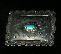 Navajo Sterling Silver Stamped Turquoise Money Clip NSSSTMC2 SOLD