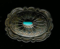 Navajo Sterling Silver Stamped Turquoise Money Clip SOLD