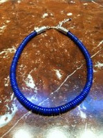 AFGHANISTAN LAPIS NECKLACE HEISHI BEADS ONE STRAND HANDMADE SILVER CONES SOLD 
