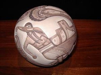 Pottery Hopi Round Pot Sacred Plumed Serpent Kolowisi Tom Polacca H15