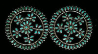 EARRINGS ZUNI TURQUOISE CLUSTER ROUND PIERCED SOLD