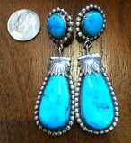 EARRINGS ZUNI KINGMAN TURQUOISE DANGLE Robert Leekya SOLD 