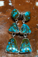 EARRINGS NAVAJO SILVER TURQUOISE DANGLE Willie Delgarite SOLD