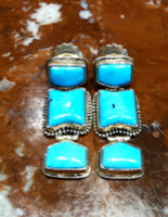 EARRINGS NAVAJO SILVER TURQUOISE DANGLE ENSTD18 SOLD