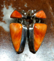 EARRINGS NAVAJO SILVER RARE ORANGE SPINY OYSTER SHELL B SOLD 