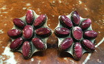 EARRINGS NAVAJO SILVER CLUSTER RARE PURPLE SPINY OYSTER SHELL Jeanette Dale