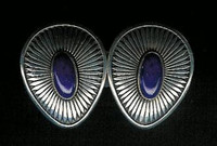 EARRINGS NAVAJO LAPIS SILVER OVAL Marco Begay ENLSOMB4 SOLD