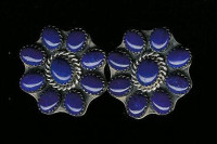 EARRINGS NAVAJO LAPIS SILVER CLUSTER ROUND Jeanette Dale SOLD