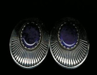 EARRINGS NAVAJO LAPIS SILVER OVAL Marco Begay SOLD